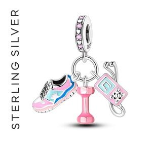 🌟 S925 Sterling Silver Fitness Triple Dangle Charm